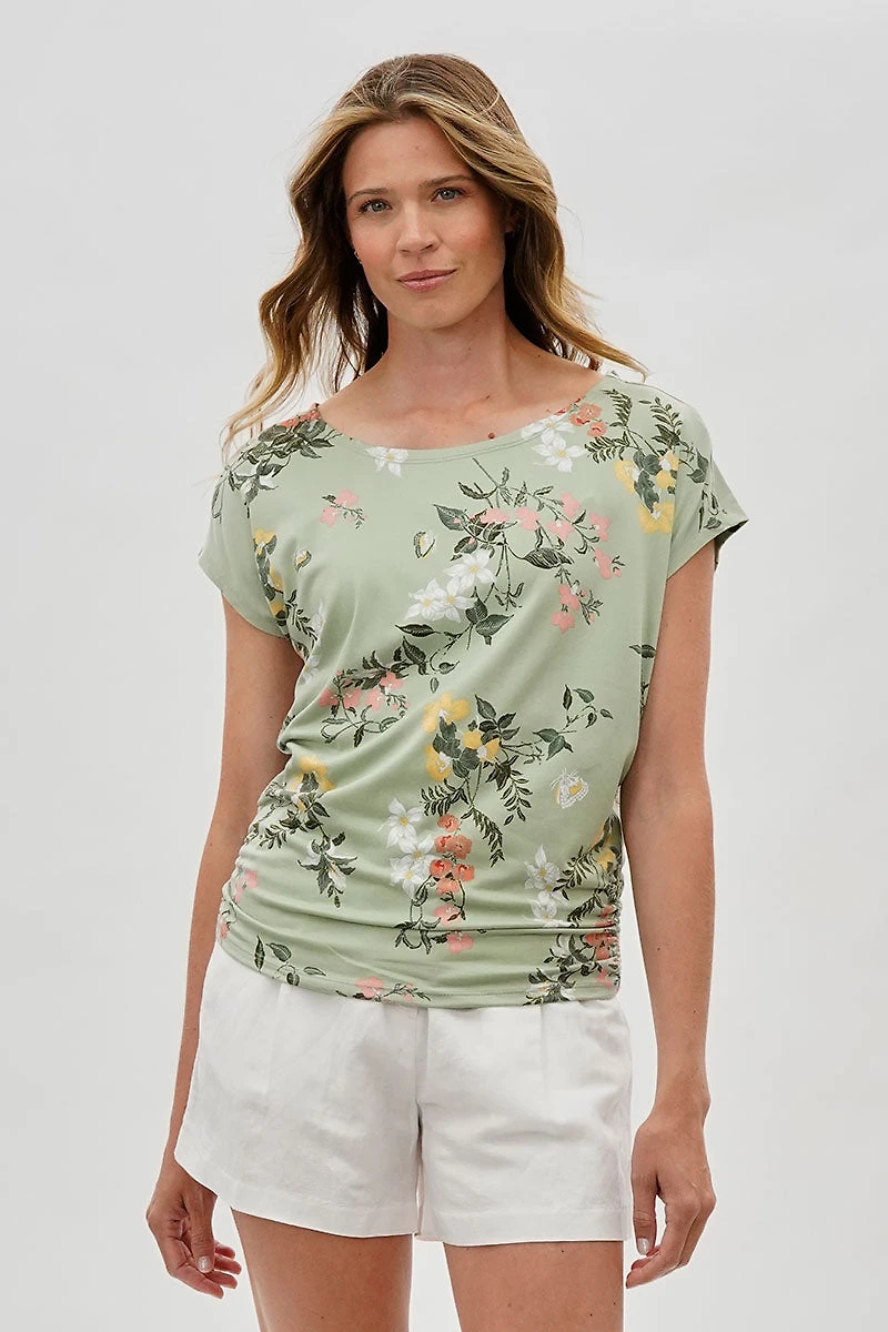 International INC Company Floral Ruched Side Blouse