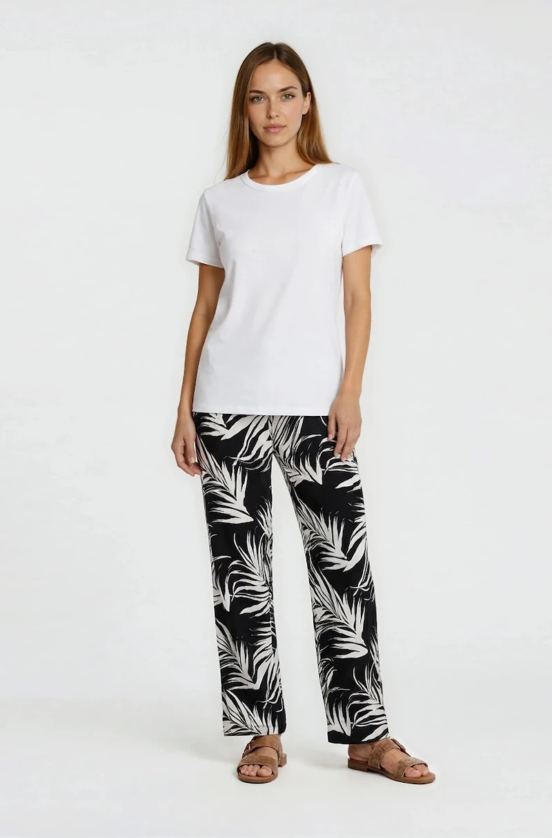 Printed Drawstring Pants - Black