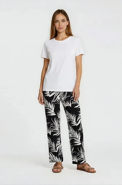Printed Drawstring Pants - Black
