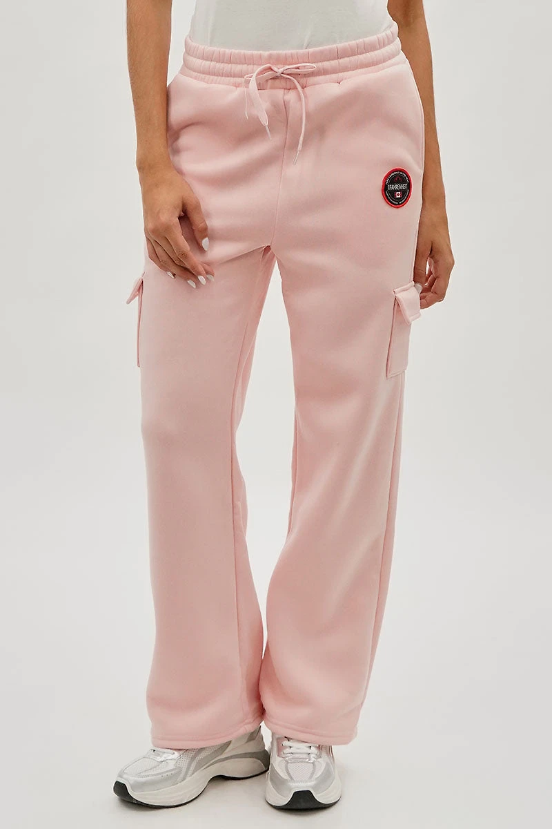 Wide Leg Cargo Sweatpants - Blush