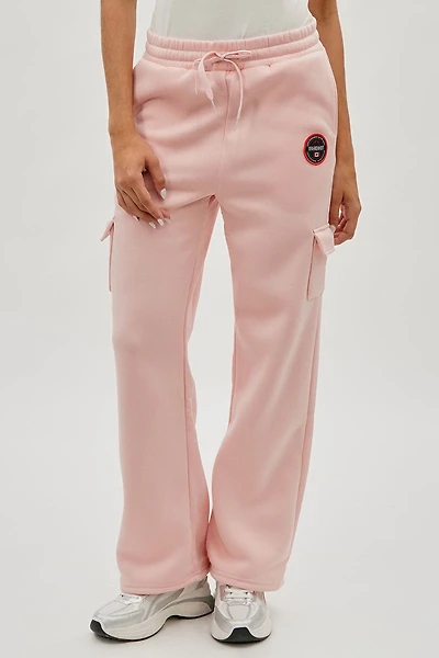 Wide Leg Cargo Sweatpants - Blush