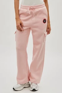 Wide Leg Cargo Sweatpants - Blush