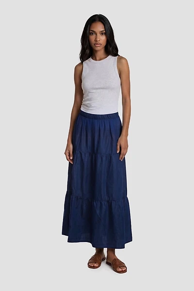 Maxi Tiered Skirt - Navy