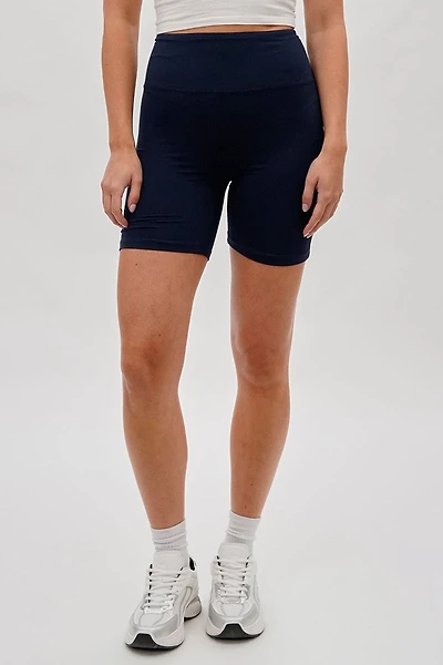 Mikk High-Waisted Biker Shorts - Navy