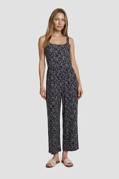 Square Neck Sleeveless Jumpsuit - Grey