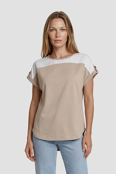 Contrast Tee - Beige