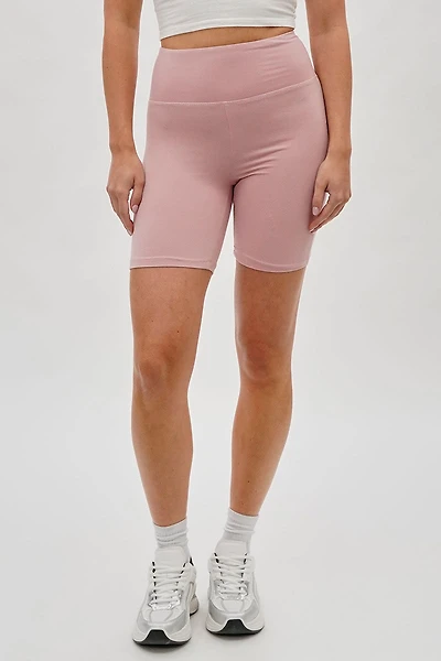 High-Waisted Biker Shorts - Blush