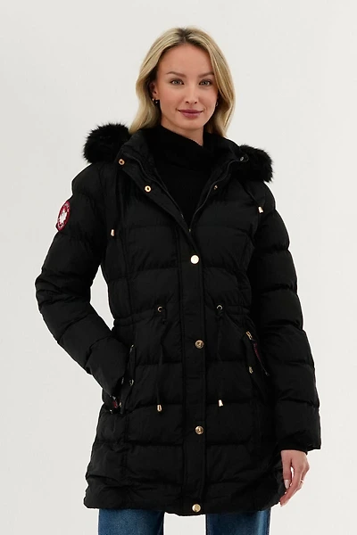 Tie Waist Puffer Parka Jacket