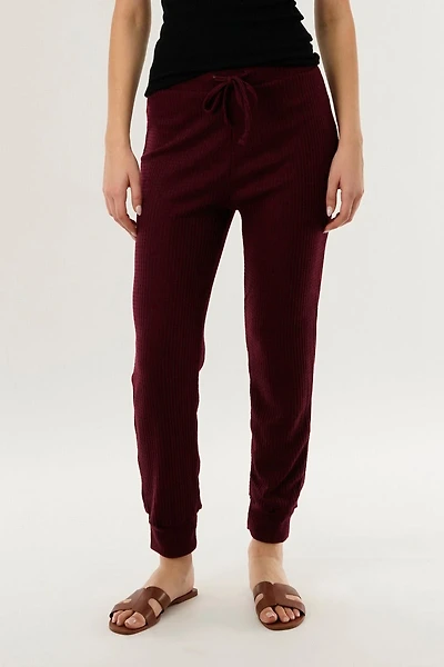 Waffle Knit Joggers - Burgundy