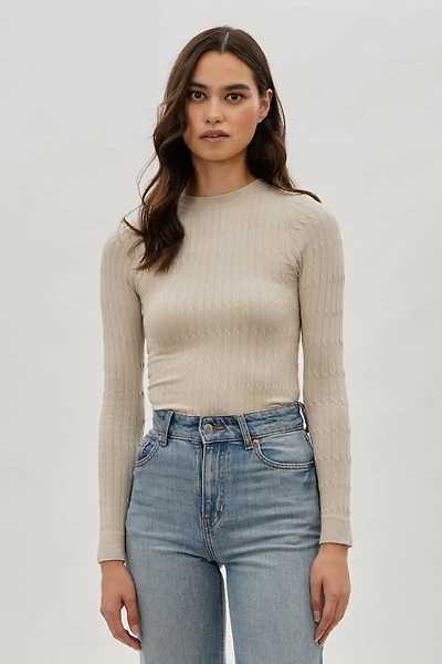 International INC Company Ribbed Crewneck Long Sleeve Top