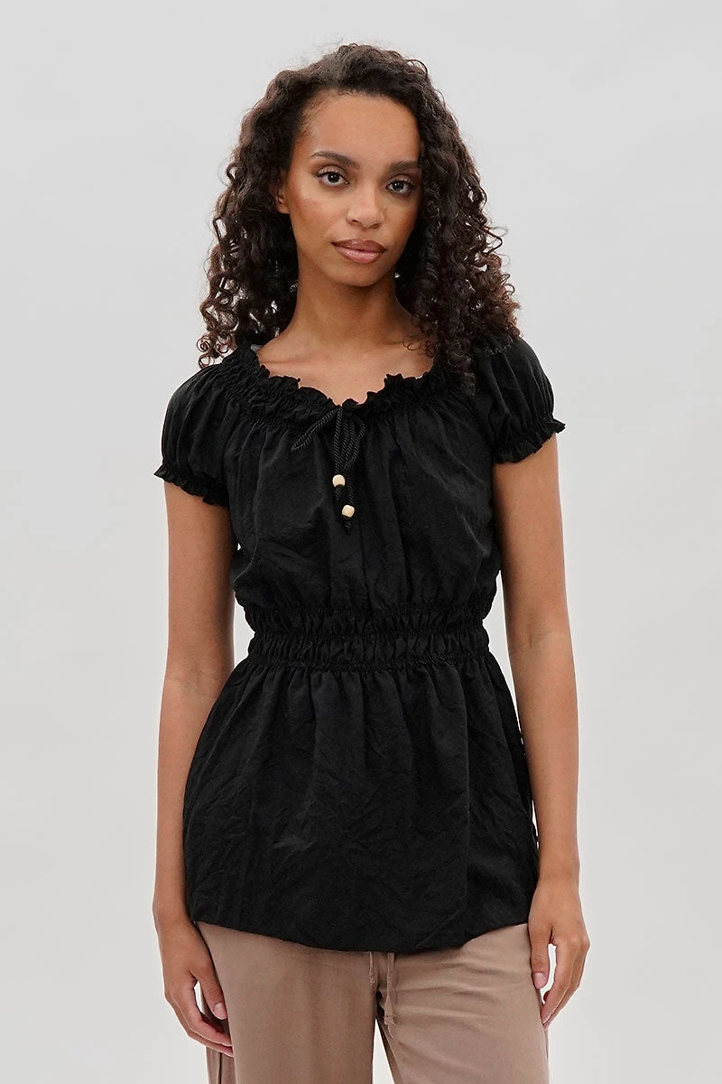 Runaway Bay Cinched Short Sleeve Blouse
