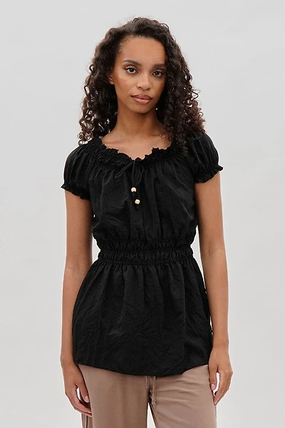 Runaway Bay Cinched Short Sleeve Blouse