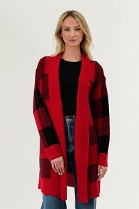 Canada Weather Gear Plaid Knit Fold Over Cardigan