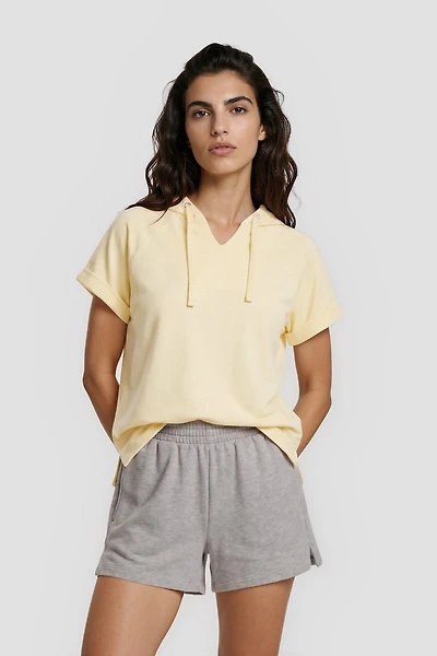 Short Sleeve Hoodie - Yellow