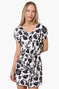 Beechers Brook Floral Belted Button Down Day Dress - White