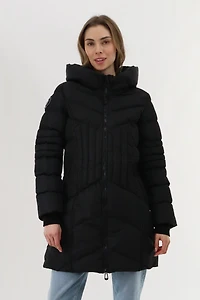 Quilted Hooded Parka Jacket - Black