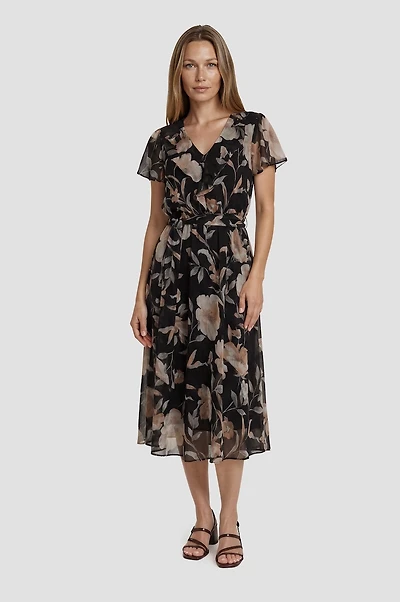 Short Sleeve Chiffon Midi Dress