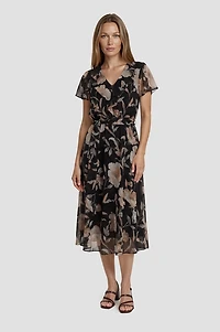 Short Sleeve Chiffon Midi Dress