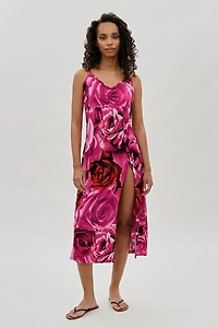 International INC Company Floral Side Slit Maxi Dress - Pink