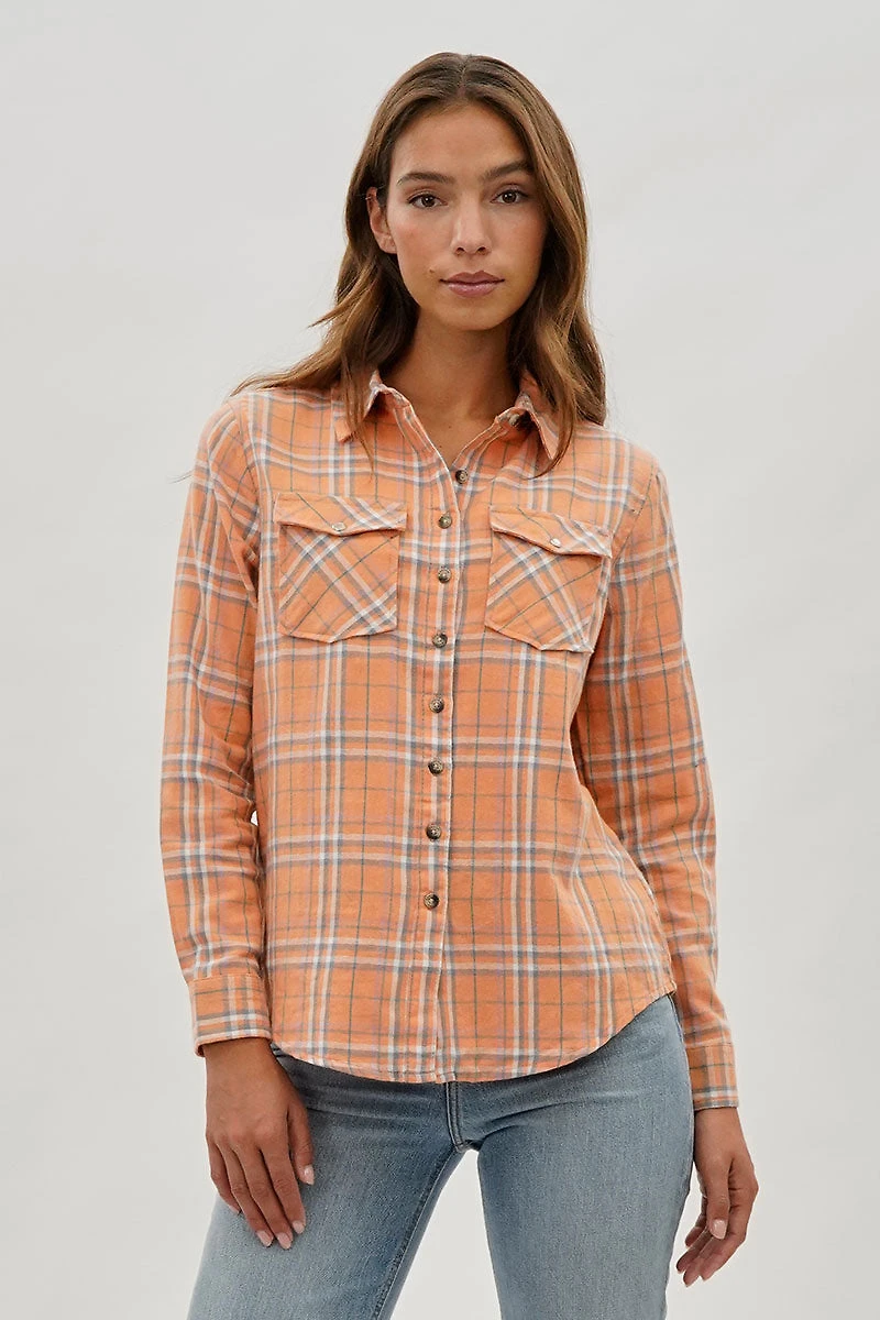 Canada Weather Gear Plaid Button Up Shirt - Peach