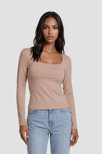 Long Sleeve Square Neck Shirt