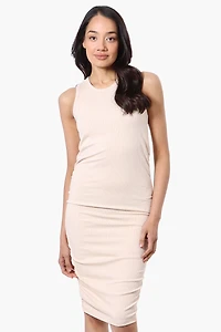 Majora Ribbed Sleeveless Ruched Side Day Dress