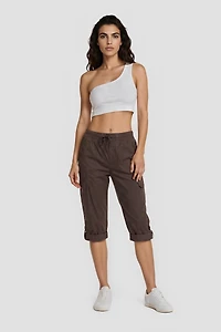 Tie-Up Capris With Cuffed Hems