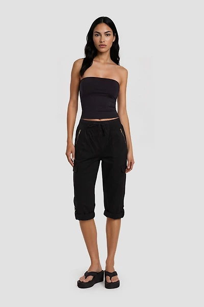 Tie-Up Capri Pant With Cuffed Hems