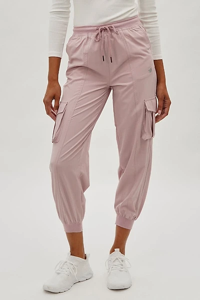 Tie Waist Cargo Joggers - Pink