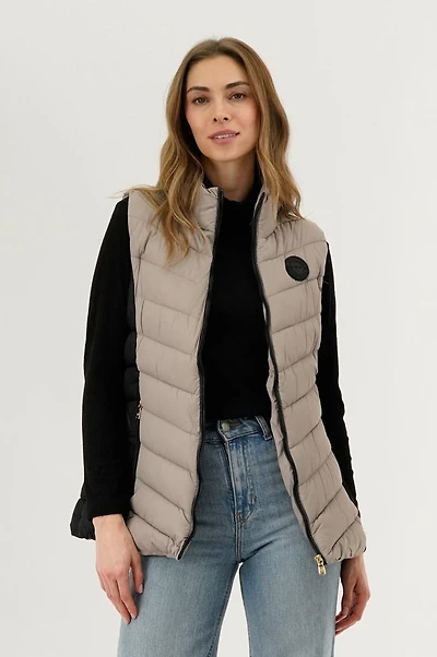 Chevron Quilted Vest - Taupe