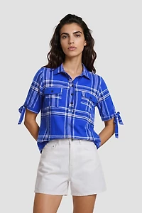 Plaid Short Sleeve Button-Up Shirt