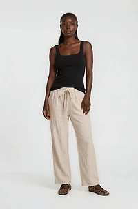 Cropped Wide Leg Pants - Beige