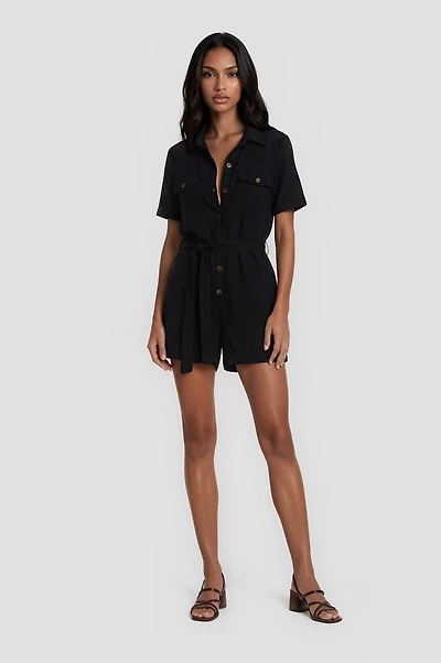 Short Sleeve Button Down Romper