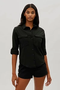 Canada Weather Gear Button Up Ripstop Utility Shirt