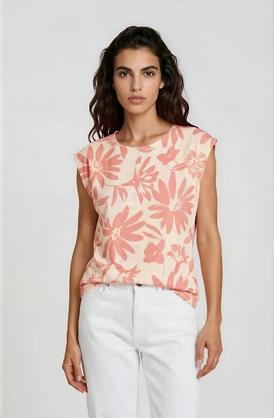 Basic Printed Tee - Cream