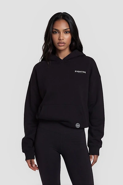 Long Sleeve "Fighter" Hoodie - Black
