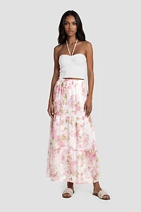 Printed Maxi Skirt - Blush