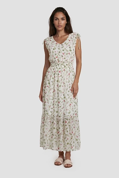 Sleeveless V-Neck Maxi Dress - Multi
