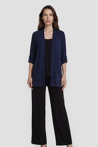 Open Cardigan With Pockets - Navy