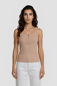 Half Zip Square Neck Tank Top