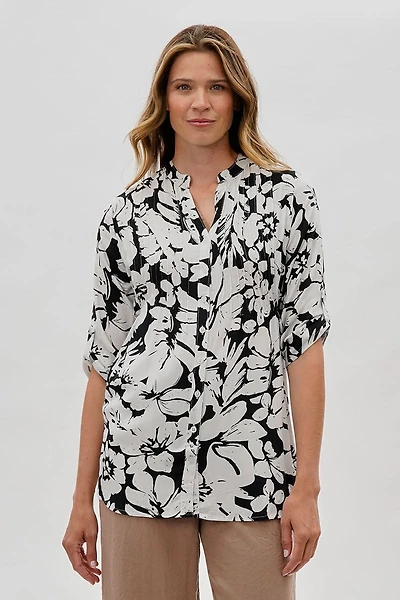 International INC Company Floral Back Tie Blouse