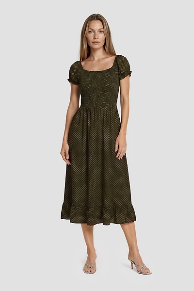 Short Sleeve Square Neck Day Dress