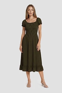 Short Sleeve Square Neck Day Dress