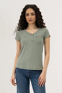 Stylexchange Henley With Zipper Tee