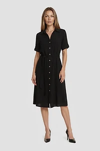 Short Sleeve Button Up Midi Dress