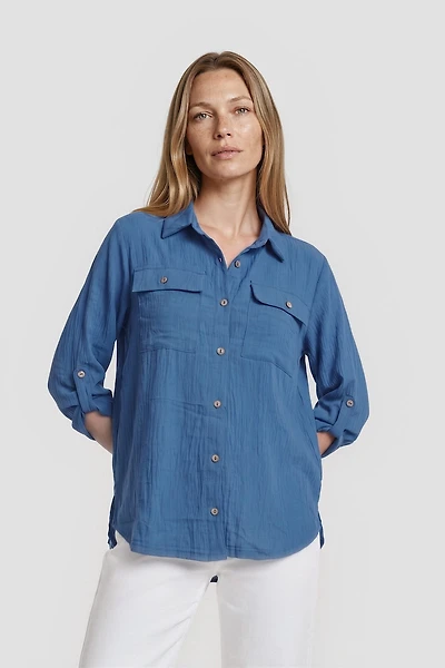 Button Up Shirt With Front Pockets