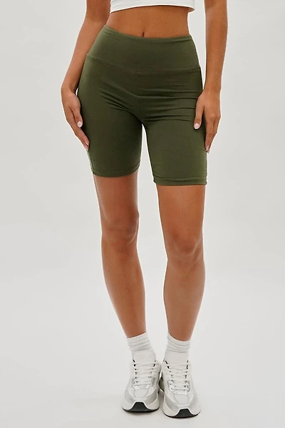 Mikk High-Waisted Biker Shorts - Olive