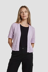 Short Sleeve Open Cardigan - Lavender