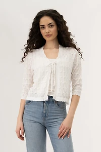 Beechers Brook Front Tie Shrug Cardigan - White