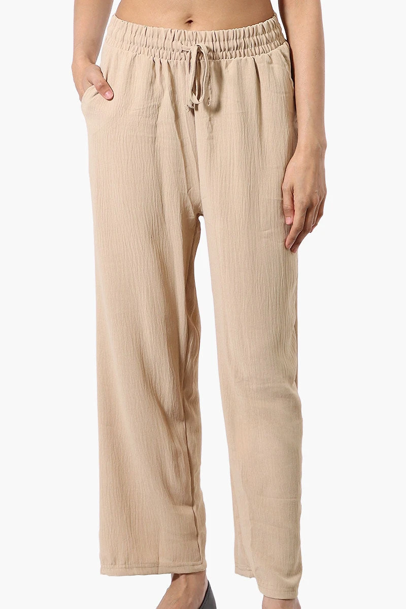 Stylexchange Tie Waist Wide Leg Crinkled Pants